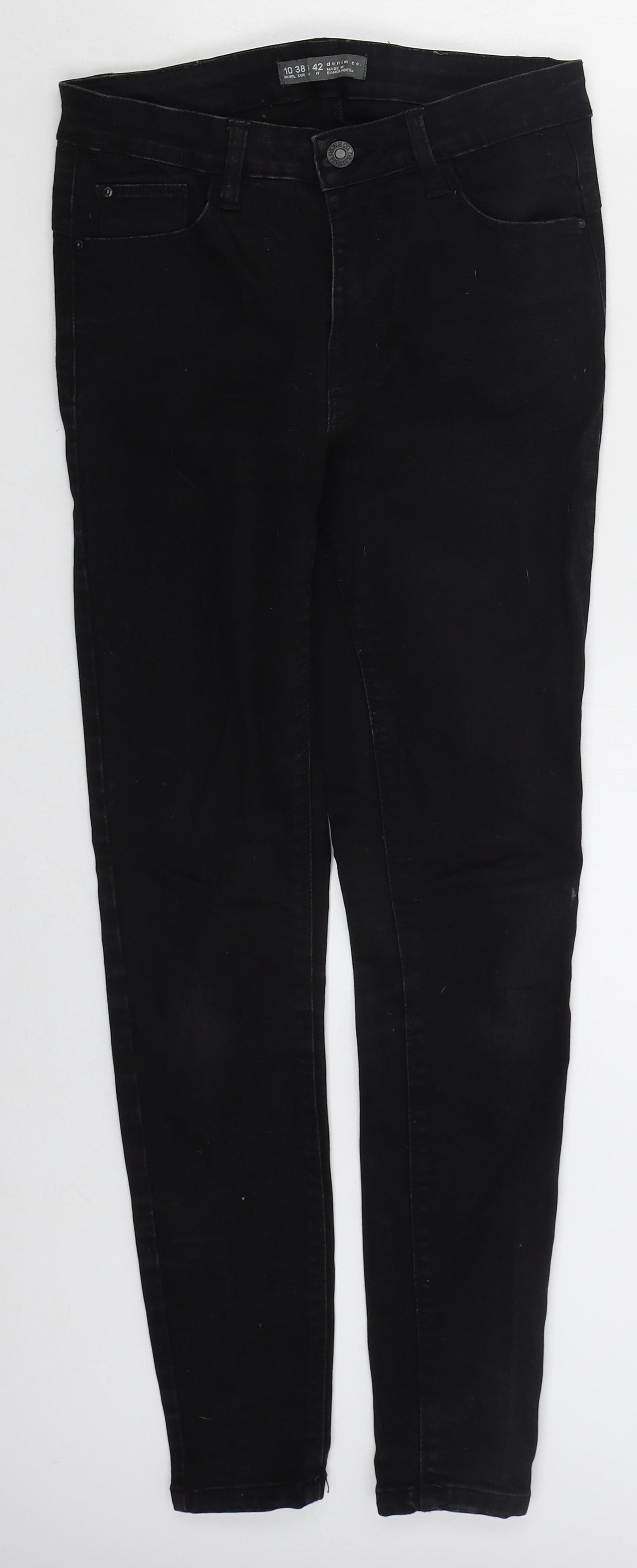 Denim Co Womens Black  Cotton Skinny Jeans Size 10 L27 in Regular Button