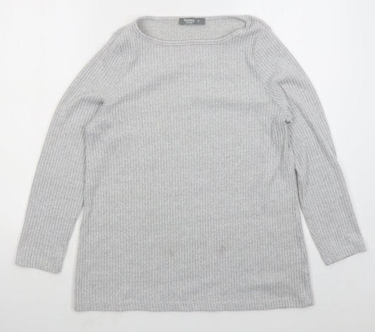 Nutmeg Womens Grey Boat Neck  Polyester Pullover Jumper Size 12