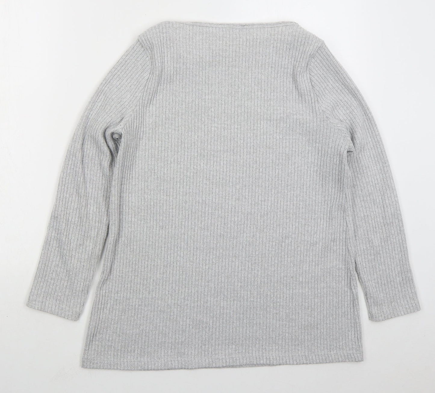Nutmeg Womens Grey Boat Neck  Polyester Pullover Jumper Size 12