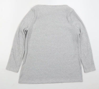 Nutmeg Womens Grey Boat Neck  Polyester Pullover Jumper Size 12