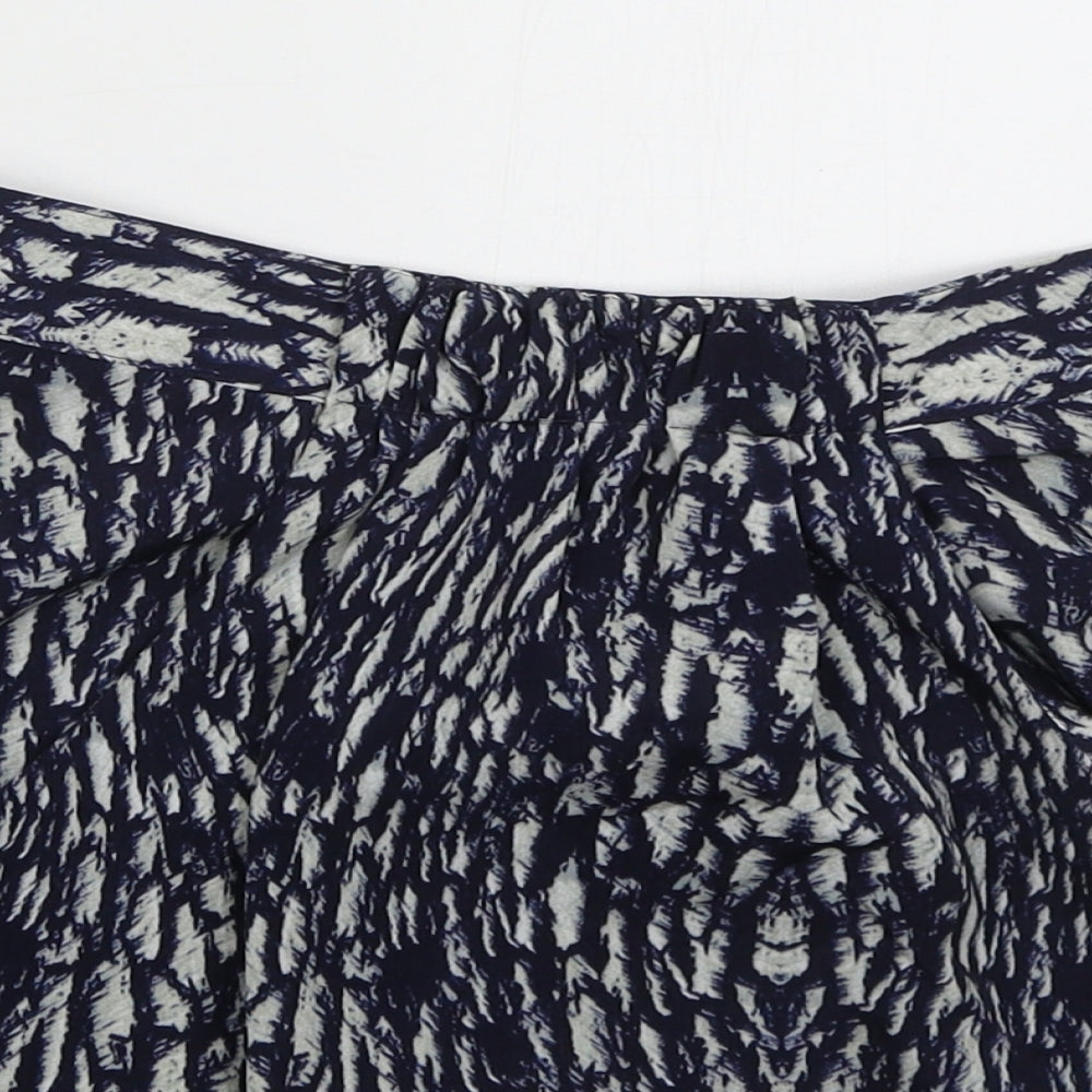Marks and Spencer Womens Blue Animal Print Polyester Mini Skirt Size 12   Zip