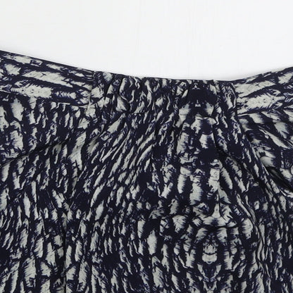 Marks and Spencer Womens Blue Animal Print Polyester Mini Skirt Size 12   Zip
