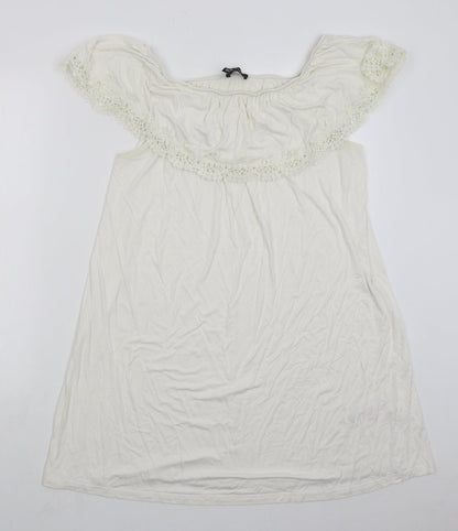 New Look Womens White  Viscose A-Line  Size 14  Off the Shoulder Pullover