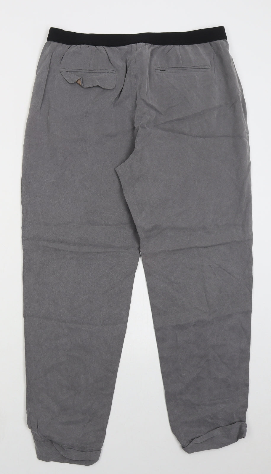 Monogram Womens Grey  Lyocell Trousers  Size 14 L26 in Regular Hook & Eye