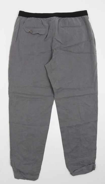 Monogram Womens Grey  Lyocell Trousers  Size 14 L26 in Regular Hook & Eye