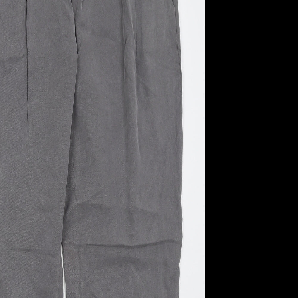 Monogram Womens Grey  Lyocell Trousers  Size 14 L26 in Regular Hook & Eye