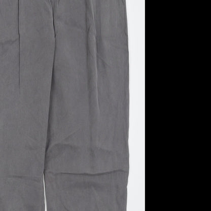 Monogram Womens Grey  Lyocell Trousers  Size 14 L26 in Regular Hook & Eye