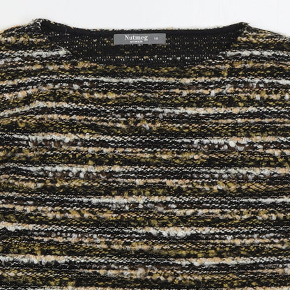 Nutmeg Womens Gold Round Neck Striped Acrylic Pullover Jumper Size 10