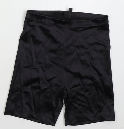 Topshop Womens Black  Nylon Biker Shorts Size 8 L5 in Regular