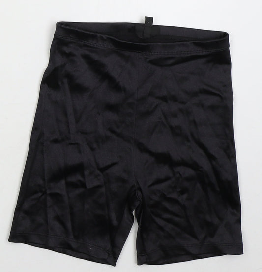 Topshop Womens Black  Nylon Biker Shorts Size 8 L5 in Regular