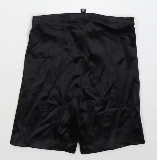 Topshop Womens Black  Nylon Biker Shorts Size 8 L5 in Regular