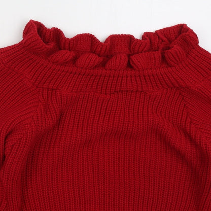 Womens UK Size S Misspap Red Pullover Jumper
