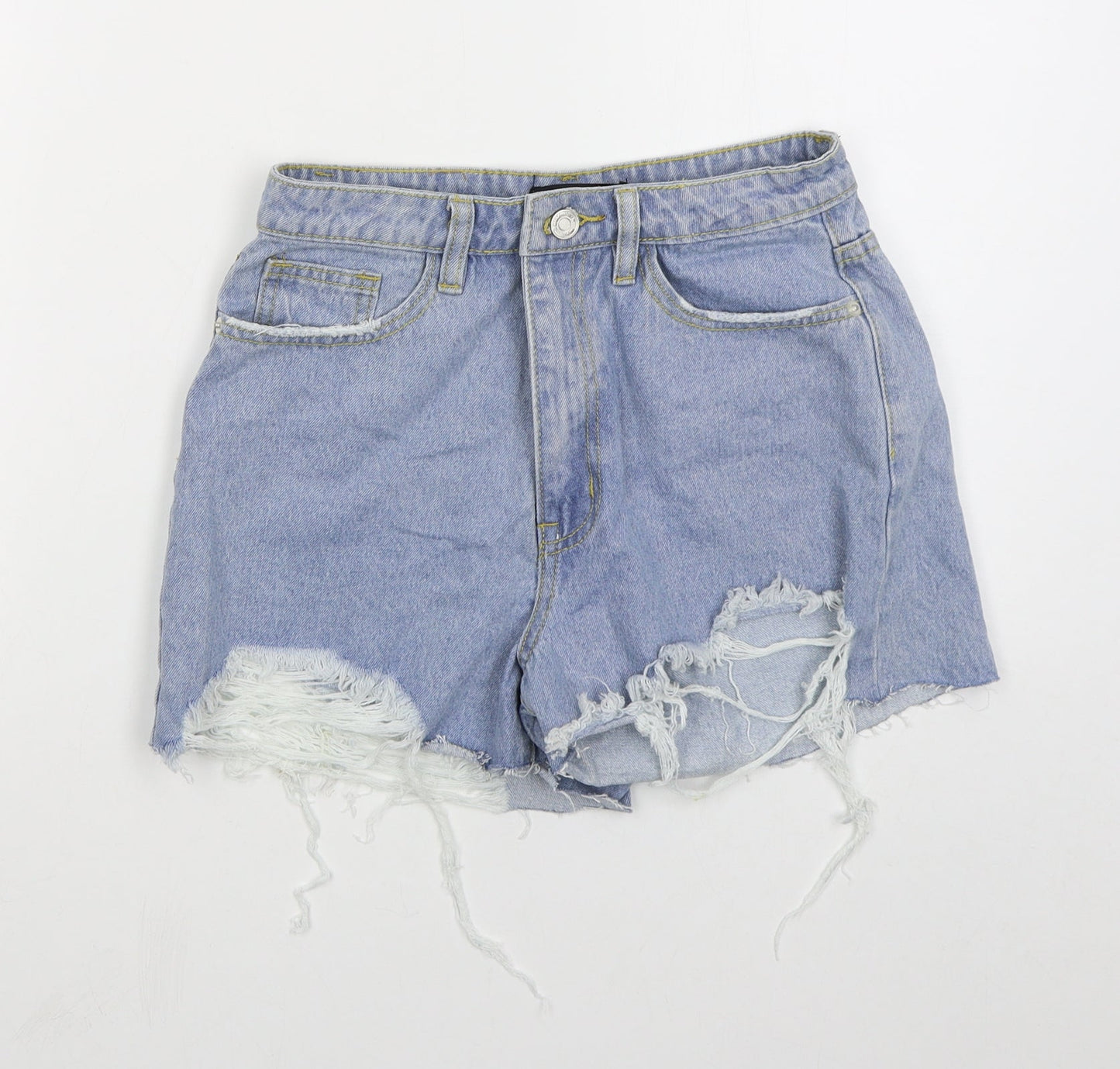 Missguided Womens Blue  Cotton Hot Pants Shorts Size 26 in  Regular Button