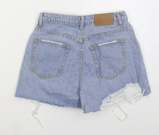 Missguided Womens Blue  Cotton Hot Pants Shorts Size 26 in  Regular Button