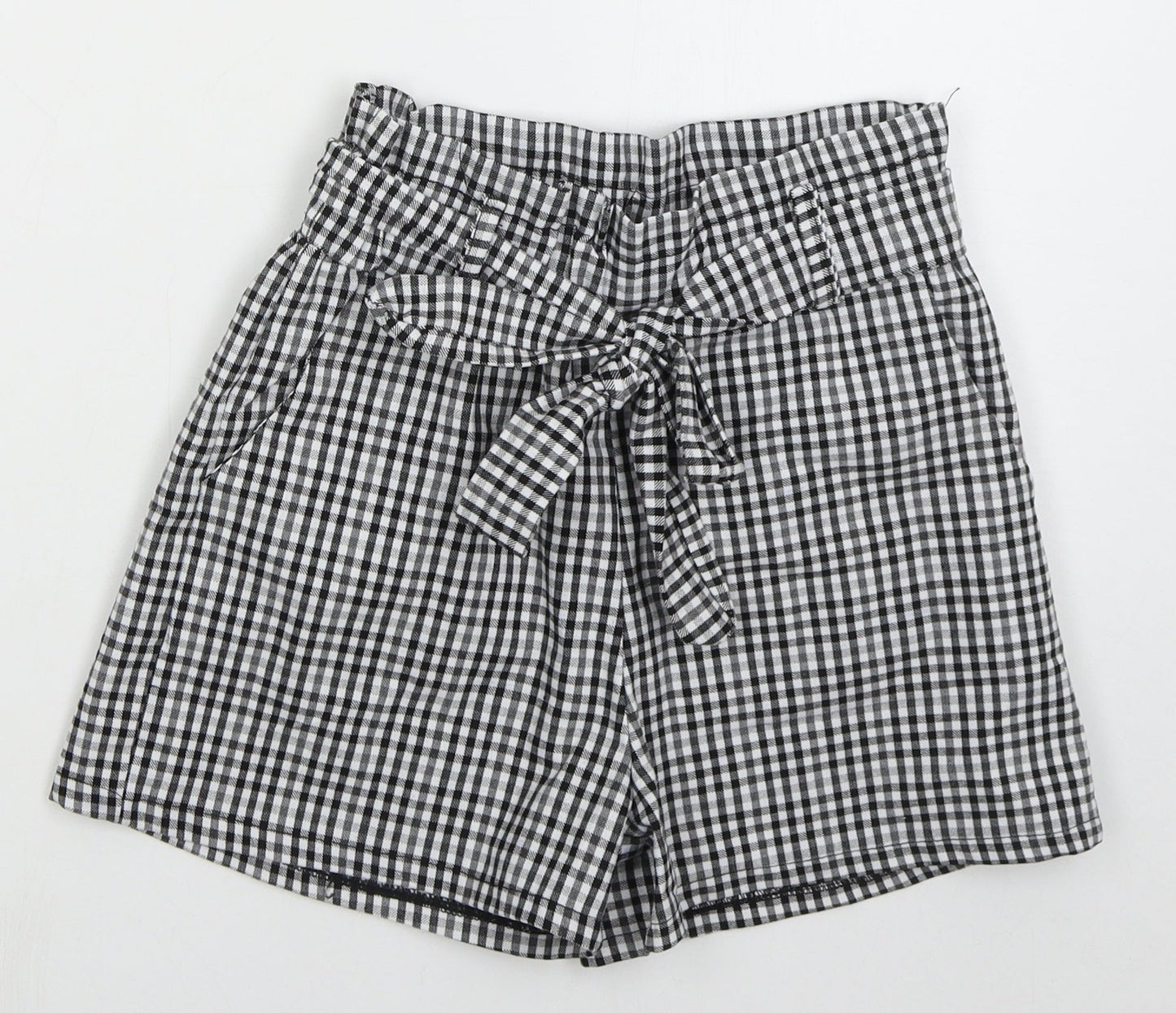 Qioz Womens Grey Check Cotton Mom Shorts Size 6 L3 in Regular