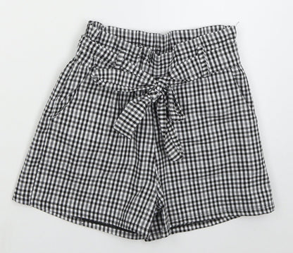 Qioz Womens Grey Check Cotton Mom Shorts Size 6 L3 in Regular