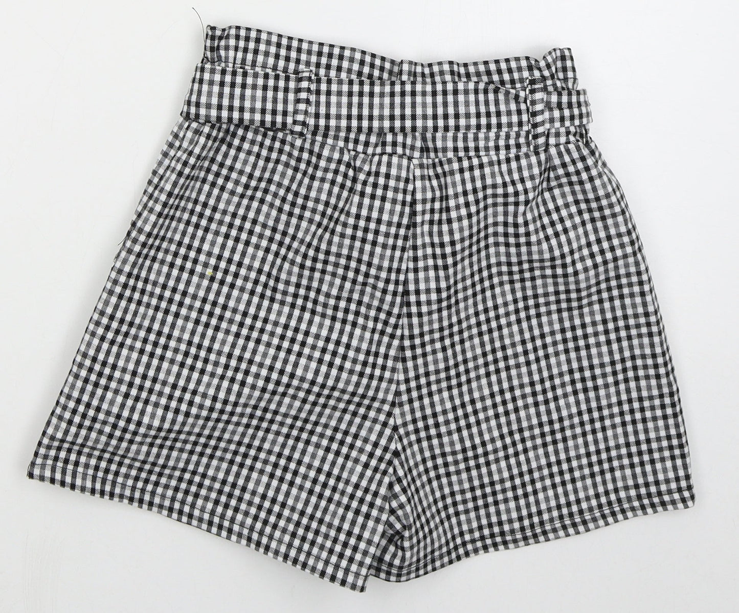 Qioz Womens Grey Check Cotton Mom Shorts Size 6 L3 in Regular