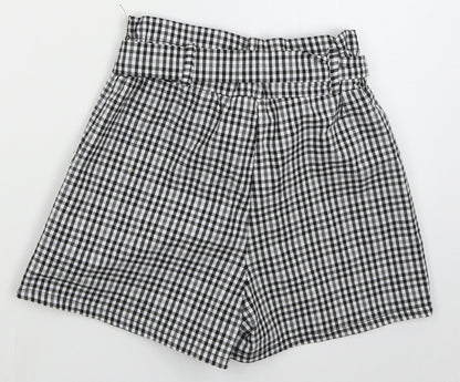 Qioz Womens Grey Check Cotton Mom Shorts Size 6 L3 in Regular