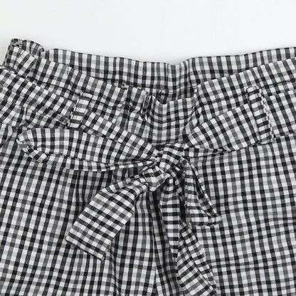 Qioz Womens Grey Check Cotton Mom Shorts Size 6 L3 in Regular