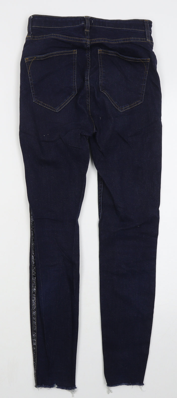 River Island Womens Blue  Cotton Skinny Jeans Size 10 L27 in Regular Button - Distressed Hem