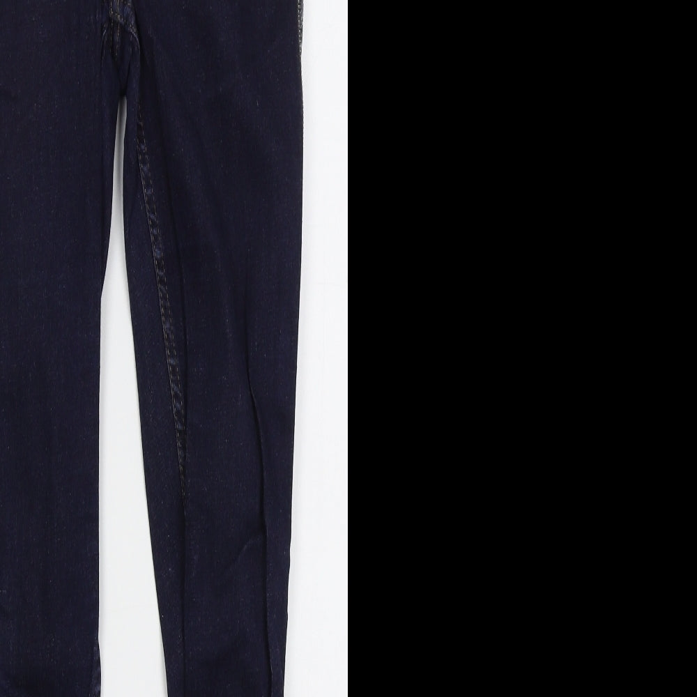 River Island Womens Blue  Cotton Skinny Jeans Size 10 L27 in Regular Button - Distressed Hem