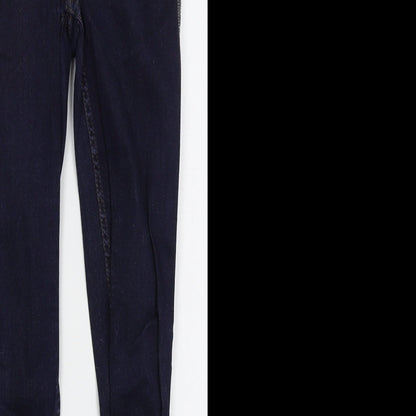 River Island Womens Blue  Cotton Skinny Jeans Size 10 L27 in Regular Button - Distressed Hem