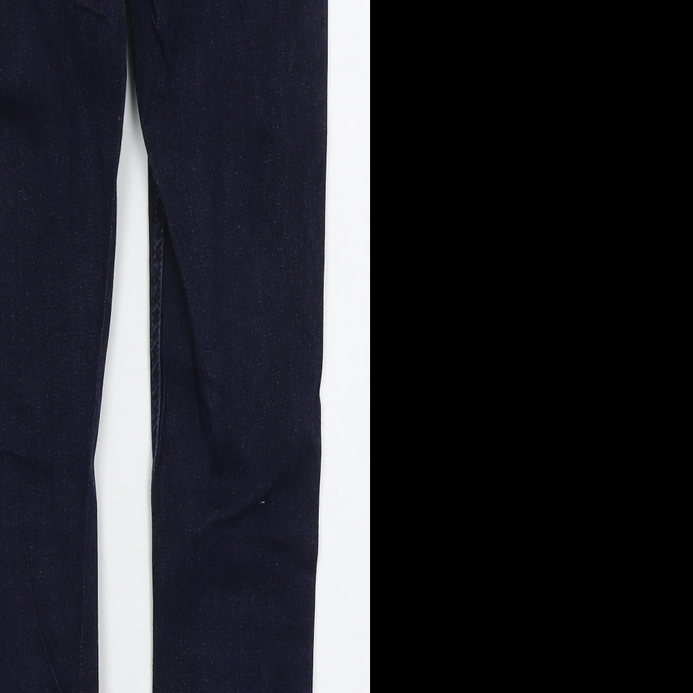 River Island Womens Blue  Cotton Skinny Jeans Size 10 L27 in Regular Button - Distressed Hem