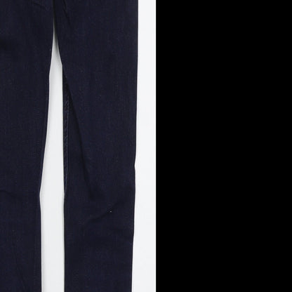 River Island Womens Blue  Cotton Skinny Jeans Size 10 L27 in Regular Button - Distressed Hem