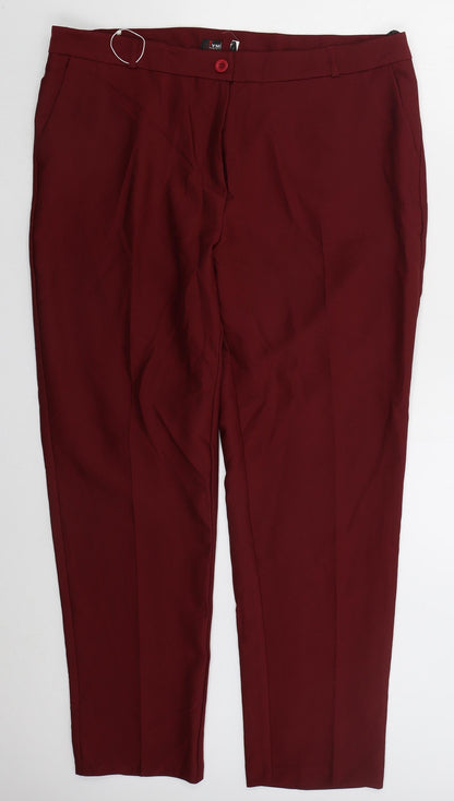 Iymes Womens Red  Cotton Trousers  Size 38 in L29 in Regular Button