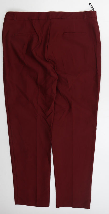 Iymes Womens Red  Cotton Trousers  Size 38 in L29 in Regular Button