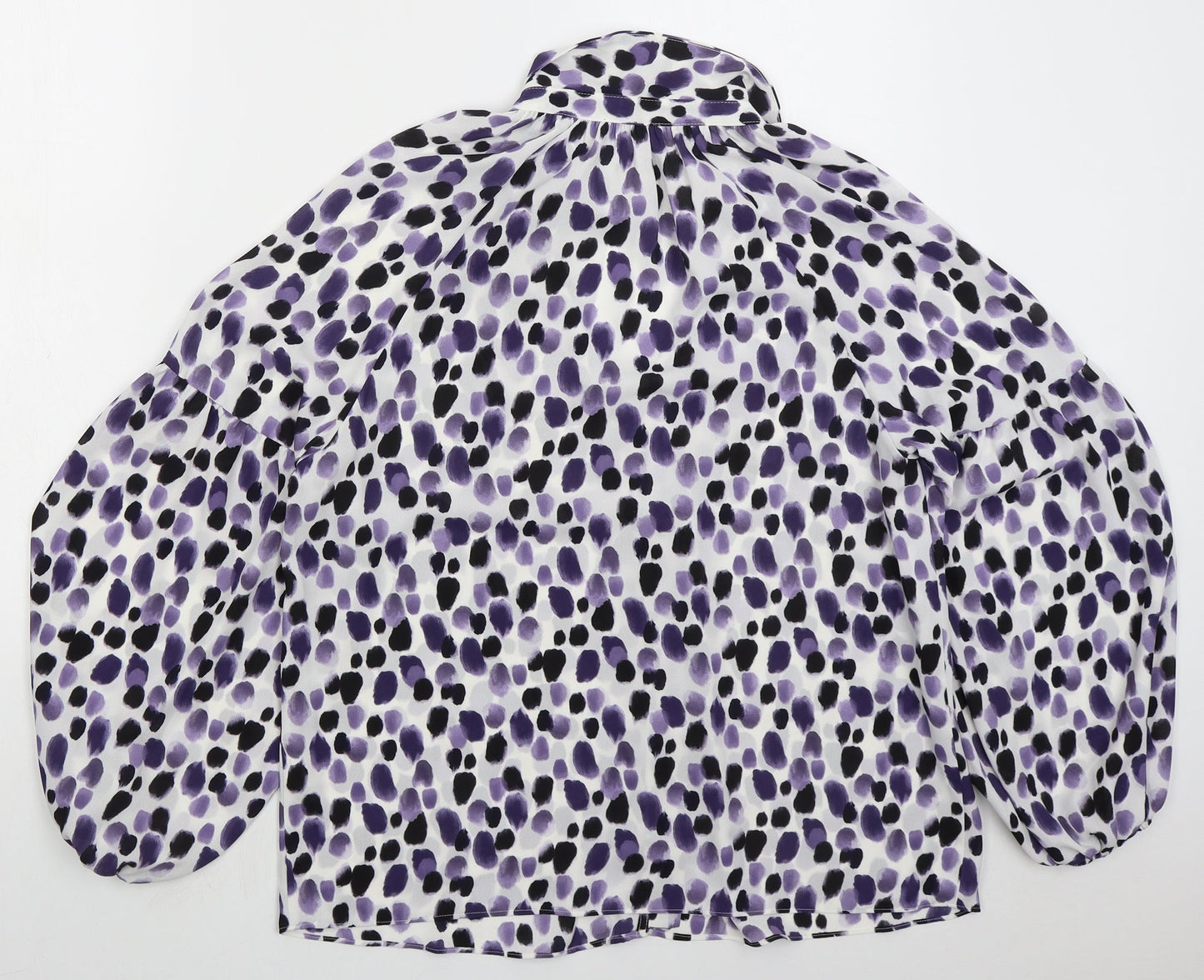 Matalan Womens Purple Geometric Polyester Basic Button-Up Size 14 Collared