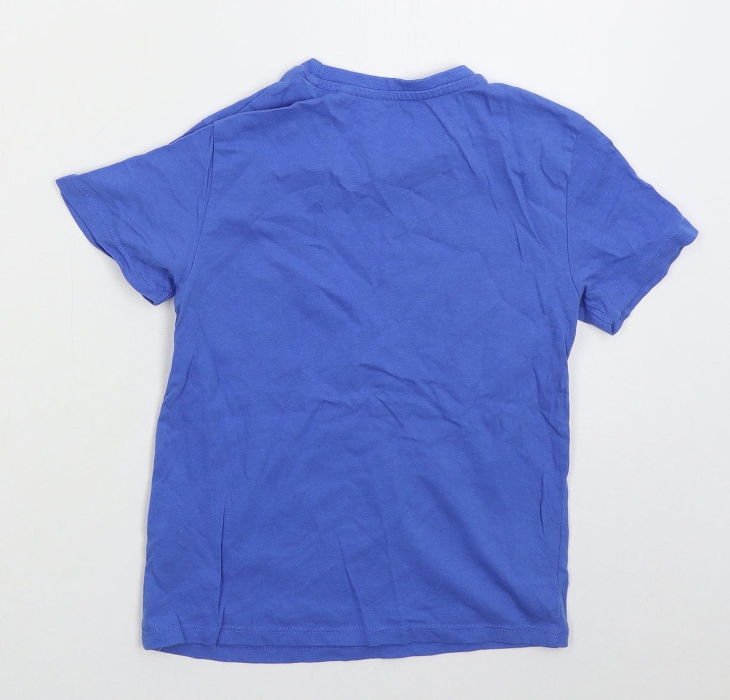 Primark Boys Blue  Cotton Basic T-Shirt Size 5-6 Years Crew Neck Pullover - Team Player