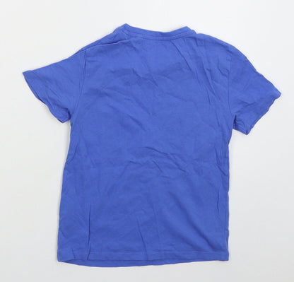 Primark Boys Blue  Cotton Basic T-Shirt Size 5-6 Years Crew Neck Pullover - Team Player