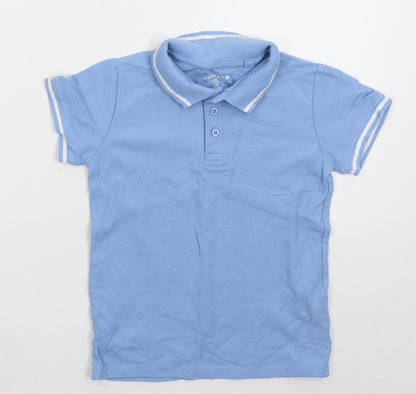 Jeff & co Boys Blue  Cotton Basic Polo Size 5-6 Years Collared Pullover