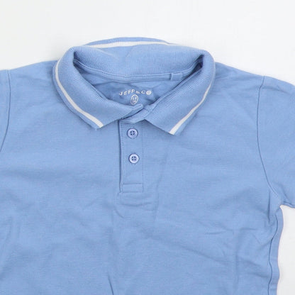 Jeff & co Boys Blue  Cotton Basic Polo Size 5-6 Years Collared Pullover