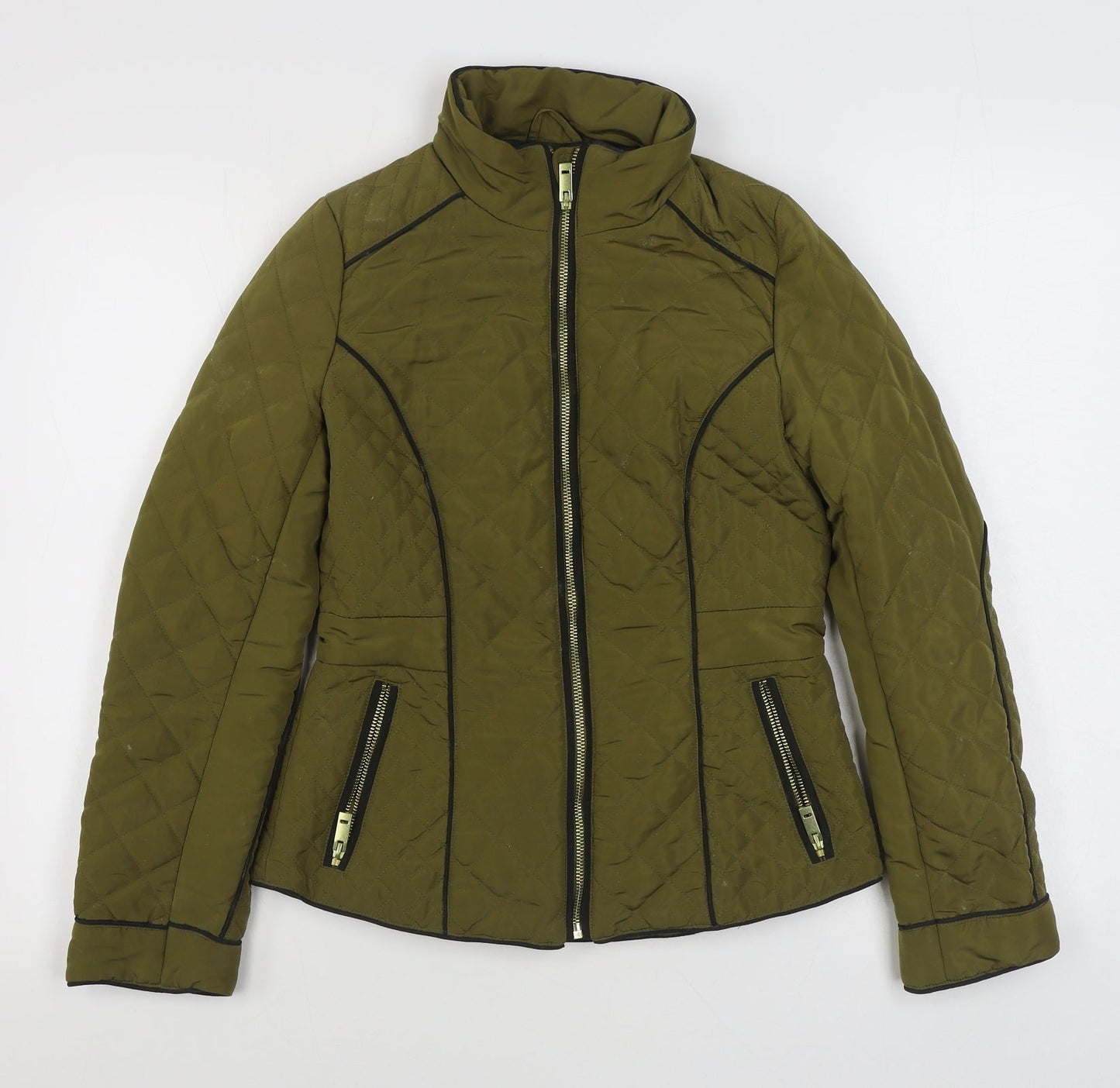 Womens UK Size 6 River Island Green Quilted Coat