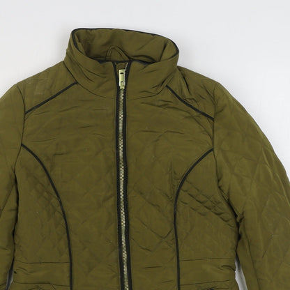 Womens UK Size 6 River Island Green Quilted Coat