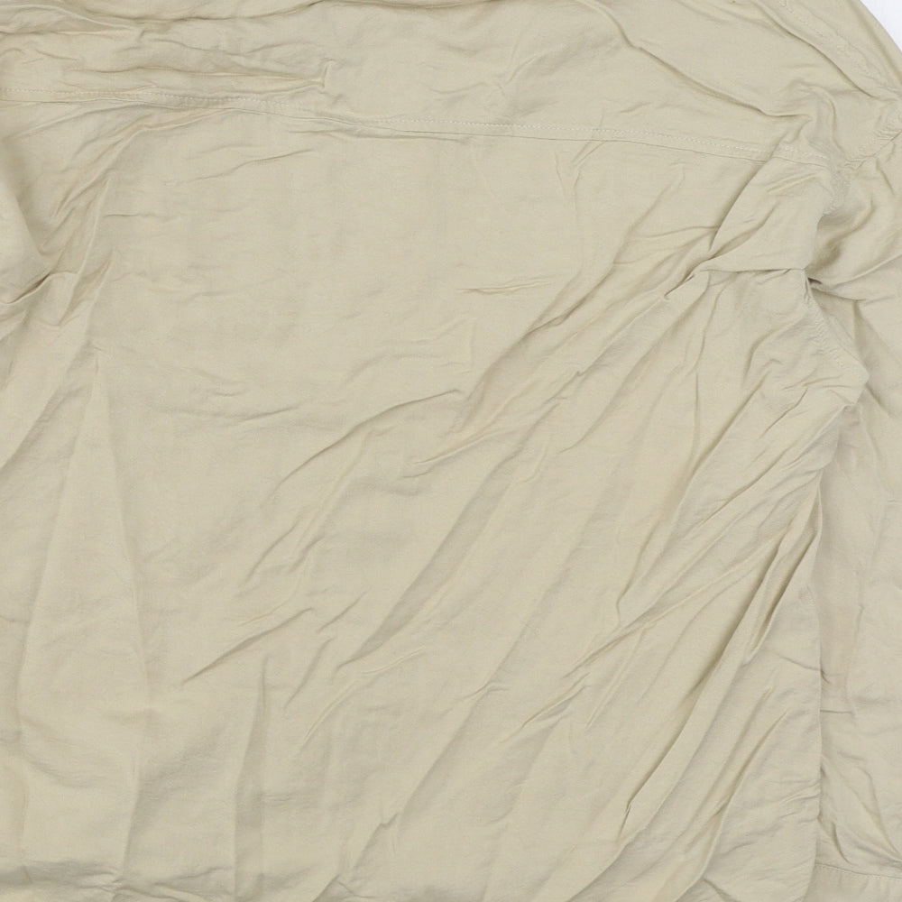 SheIn Womens Beige  Polyester Basic Button-Up Size M Collared