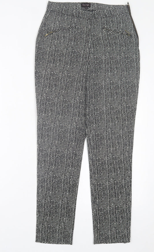 Phase Eight Womens Black Geometric Viscose Trousers  Size 8 L27 in Regular Zip