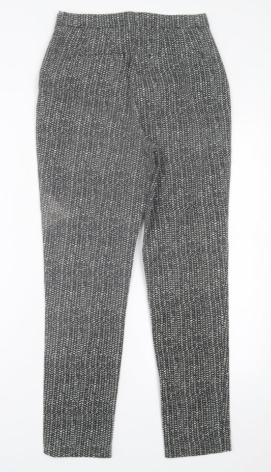 Phase Eight Womens Black Geometric Viscose Trousers  Size 8 L27 in Regular Zip