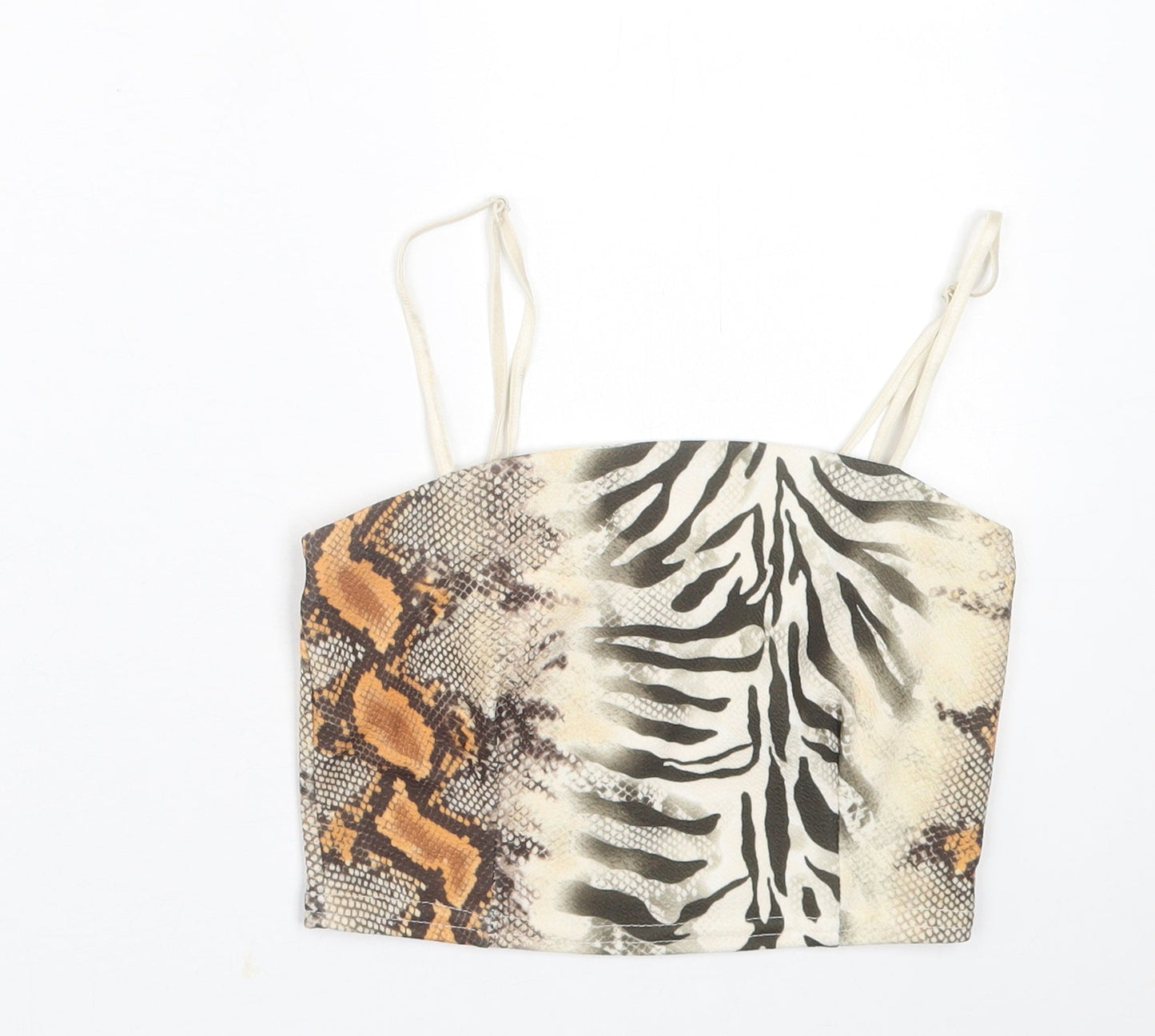 Womens UK Size 6 Preworn Beige Cropped Tank