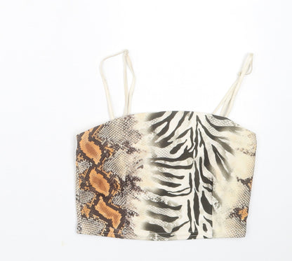 Womens UK Size 6 Preworn Beige Cropped Tank