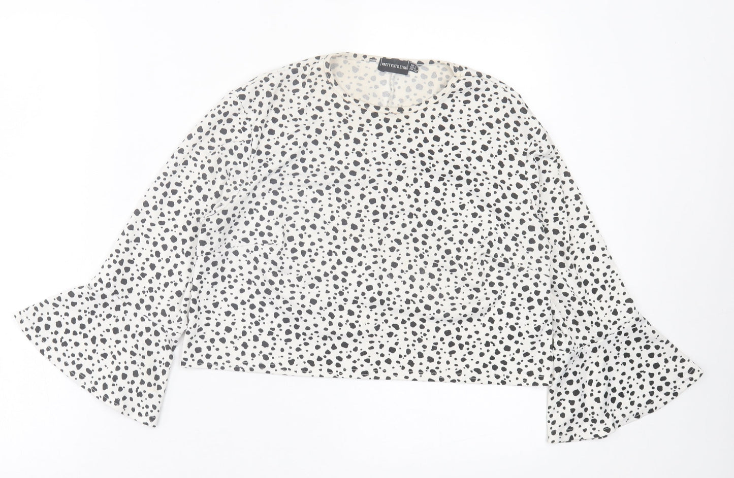 Womens UK Size 8 PRETTYLITTLETHING White Cropped T-Shirt