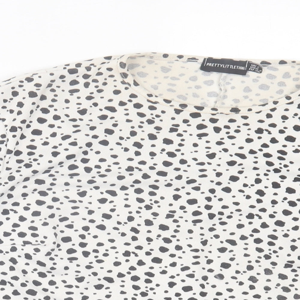 Womens UK Size 8 PRETTYLITTLETHING White Cropped T-Shirt