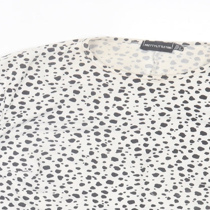 Womens UK Size 8 PRETTYLITTLETHING White Cropped T-Shirt