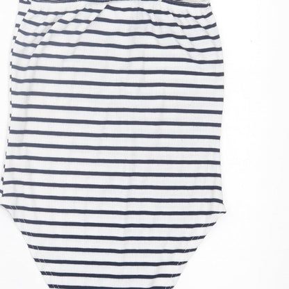 Missguided Womens Blue Striped Polyester Bodysuit One-Piece Size 8  Pullover