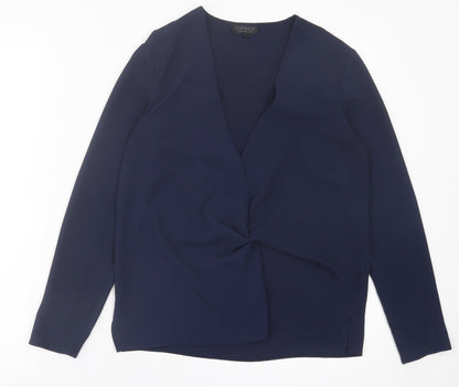 George Womens Blue  Polyester Basic Blouse Size 8 V-Neck