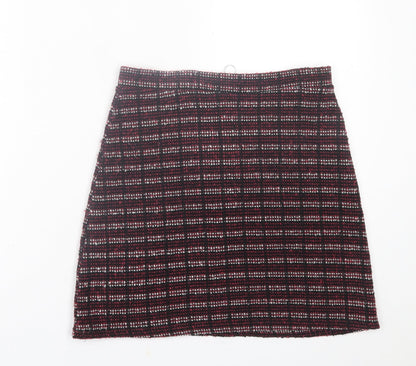 primarkq Womens Purple Geometric Cotton A-Line Skirt Size 8   Zip