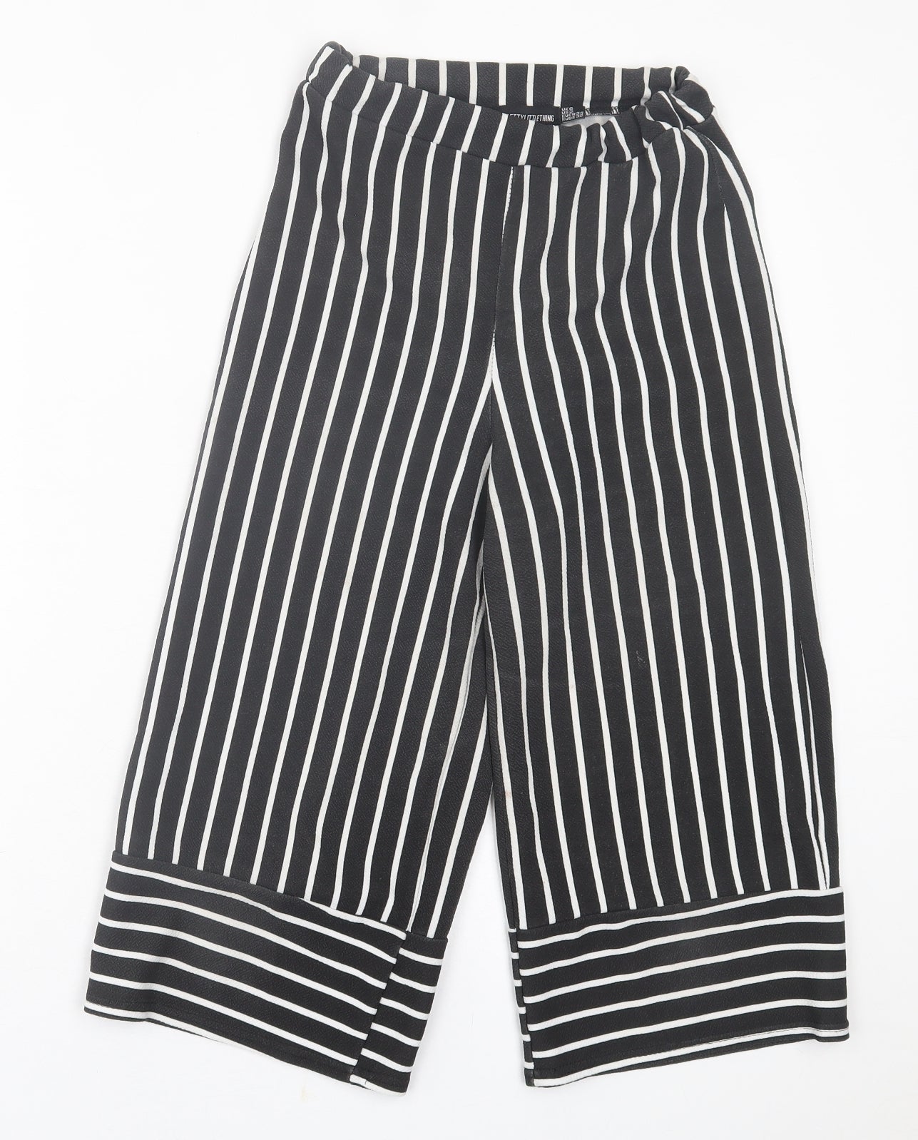 Womens UK Size 6 PRETTYLITTLETHING Regular Fit Cropped Black Trousers