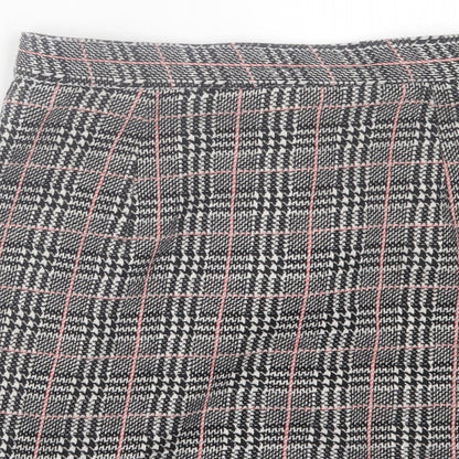 Topshop Womens Black Plaid Polyester A-Line Skirt Size 6   Button